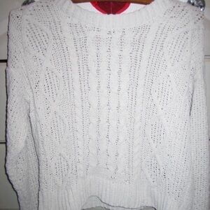 garage cream cable knit sweater